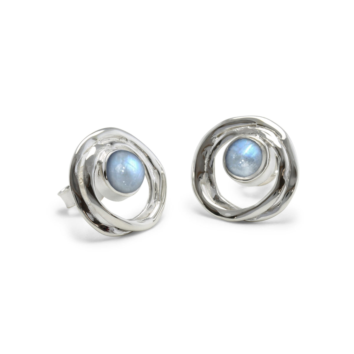 Unique Design Moon Stone Sterling Silver Stud Earrings main image 1