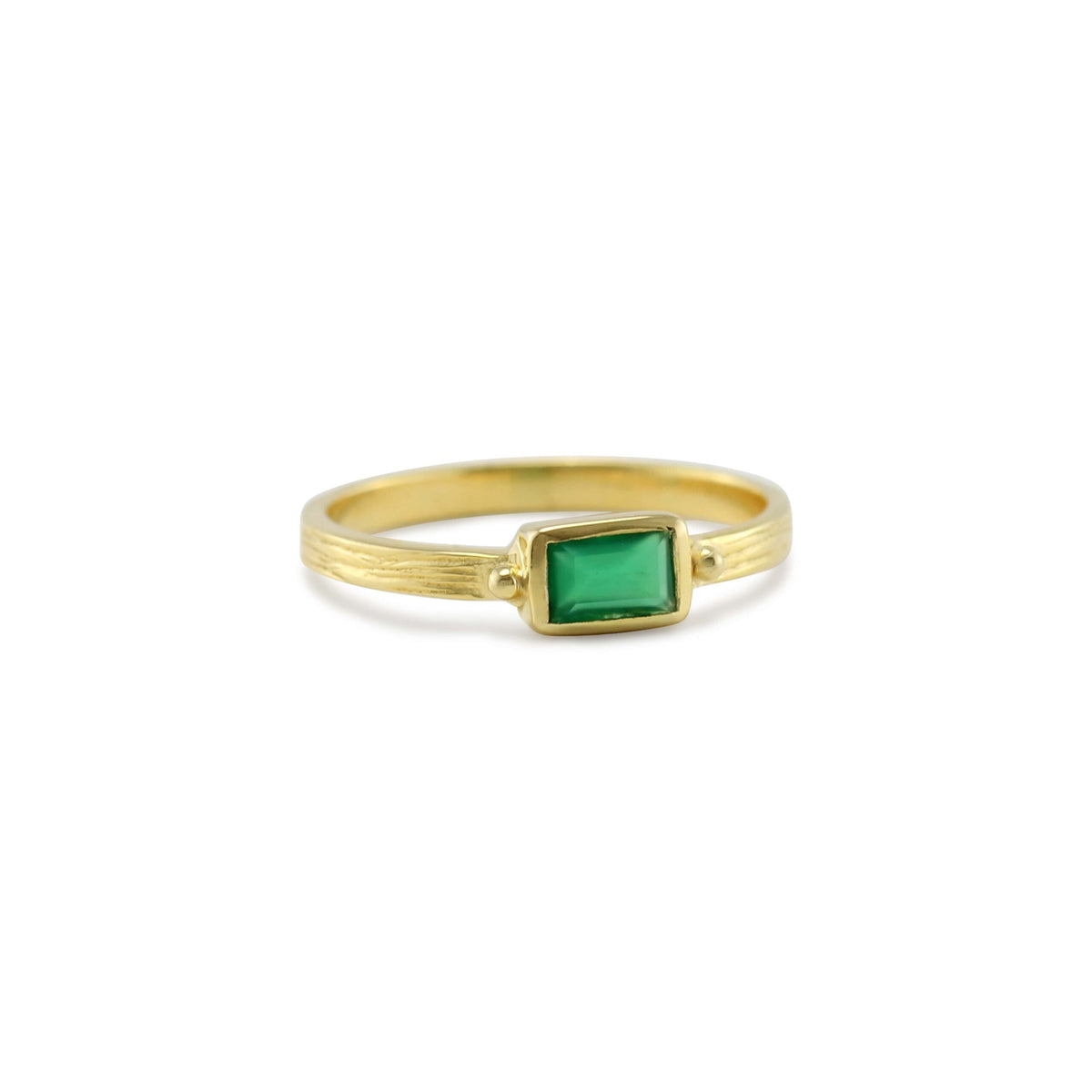 Green Onyx and Pearl Ring - Gold