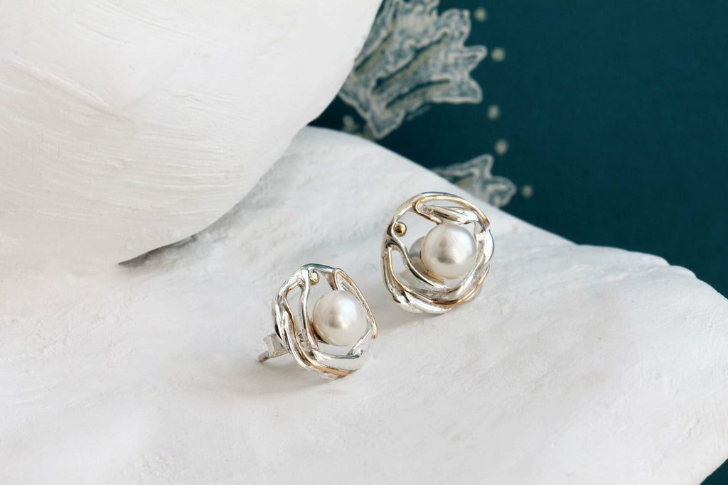 Ea5005-2 silver and freshwater pearl studs