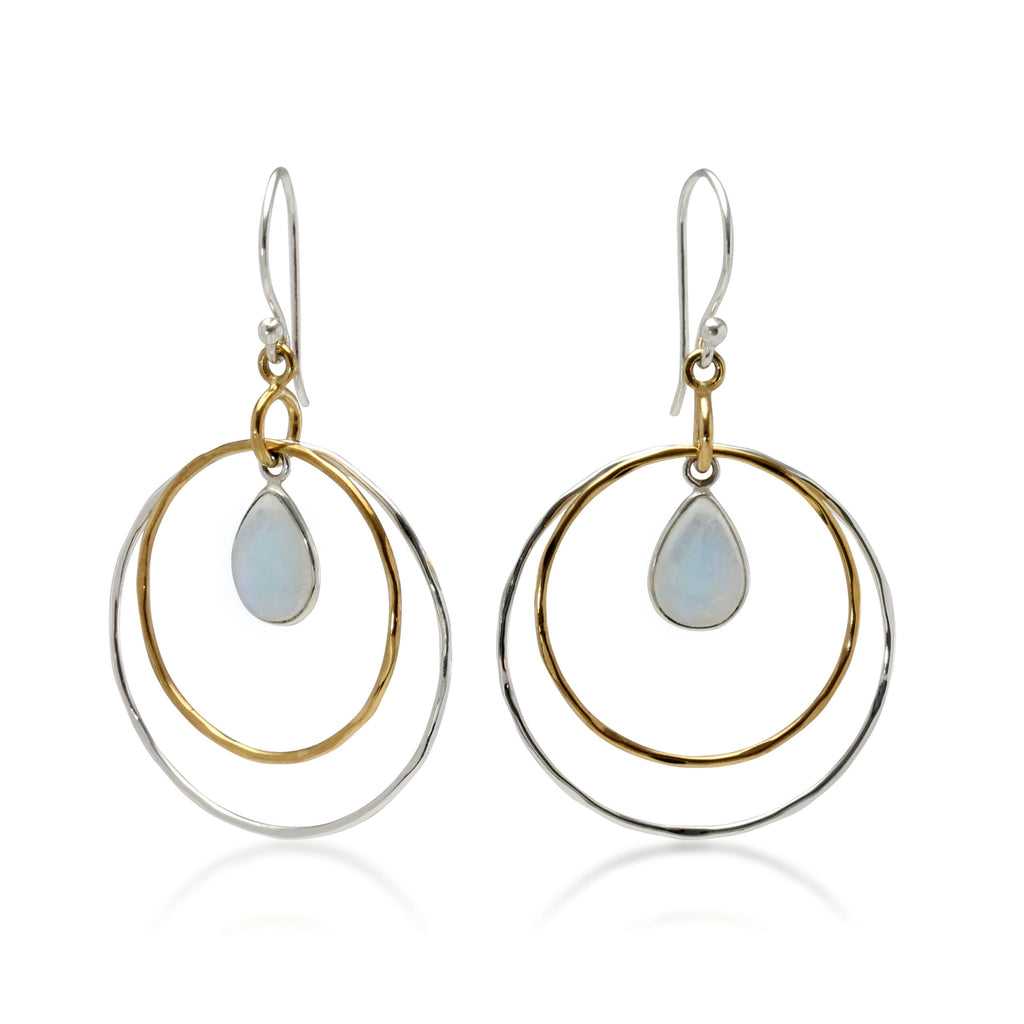 Moonstone teardrop hoop earrings