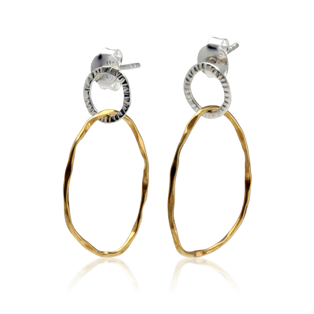 Oval Hoop Earrings Silver and gold