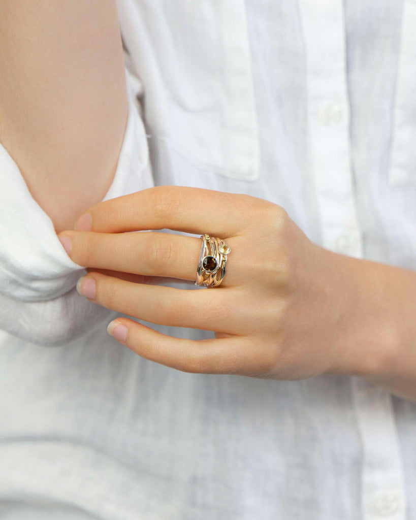 Ri0705 Smoky Quartz and Citrine Silver Statement Ring-16