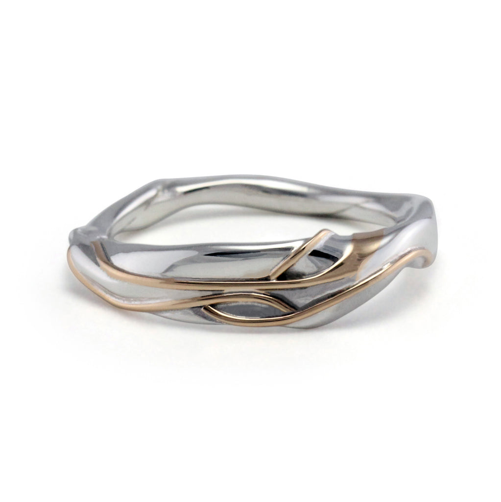 natural ebb sterling silver and gold detail ring handcrafted